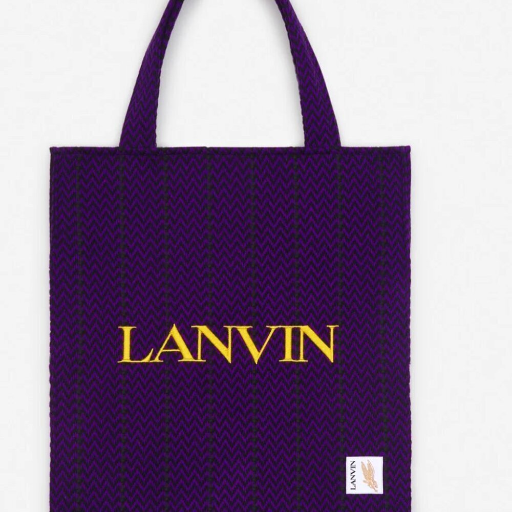 Lanvin Fabric Tote Bag, X Future Curb Cotton, Purple Black, Medium - Picture 3 of 16